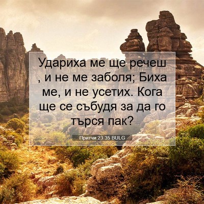 Picture 07 - Притчи 23:35 BULG - Удариха ме ще речеш , и не - Bible Verse Picture