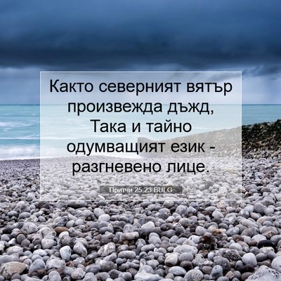Picture 07 - Притчи 25:23 BULG - Както северният вятър - Bible Verse Picture