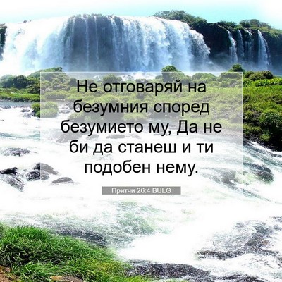 Picture 07 - Притчи 26:4 BULG - Не отговаряй на безумния - Bible Verse Picture