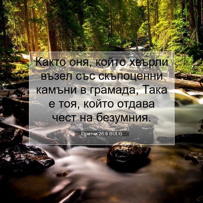 Picture 07 - Притчи 26:8 BULG - Както оня, който хвърли - Bible Verse Picture