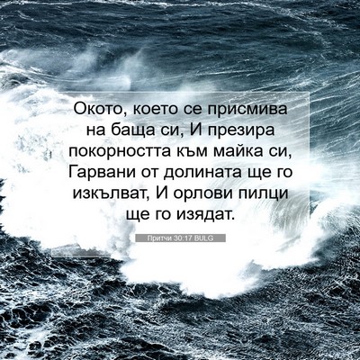 Picture 07 - Притчи 30:17 BULG - Окото, което се присмива на - Bible Verse Picture