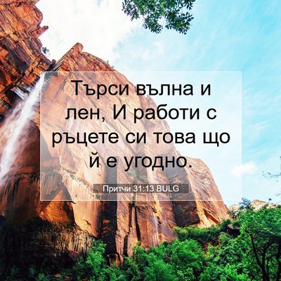 Picture 07 - Притчи 31:13 BULG - Търси вълна и лен, И работи - Bible Verse Picture