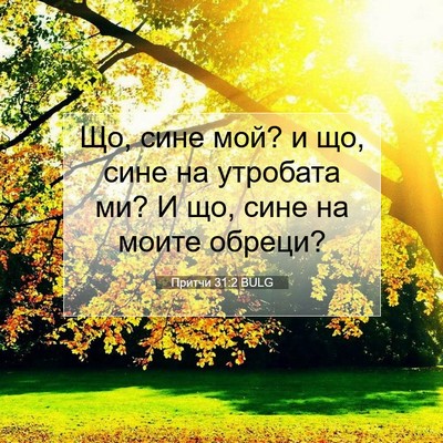 Picture 07 - Притчи 31:2 BULG - Що, сине мой? и що, сине на - Bible Verse Picture