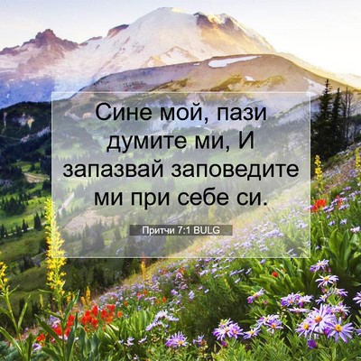 Picture 07 - Притчи 7:1 BULG - Сине мой, пази думите ми, И - Bible Verse Picture