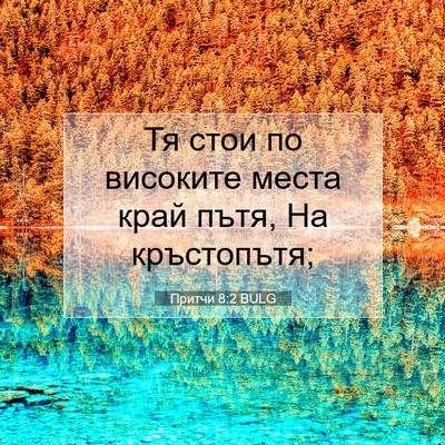 Picture 07 - Притчи 8:2 BULG - Тя стои по високите места - Bible Verse Picture