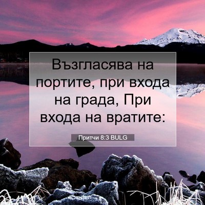 Picture 07 - Притчи 8:3 BULG - Възгласява на портите, при - Bible Verse Picture