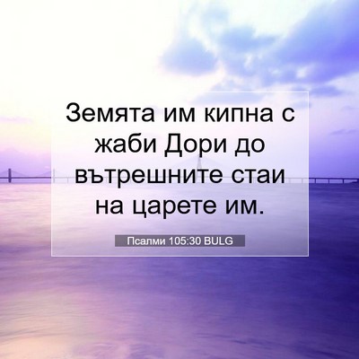 Picture 07 - Псалми 105:30 BULG - Земята им кипна с жаби Дори - Bible Verse Picture