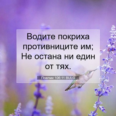 Picture 07 - Псалми 106:11 BULG - Водите покриха - Bible Verse Picture