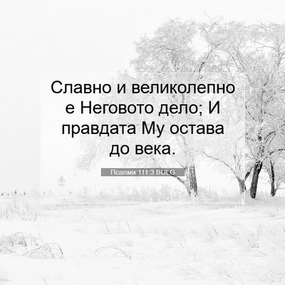 Picture 07 - Псалми 111:3 BULG - Славно и великолепно е - Bible Verse Picture