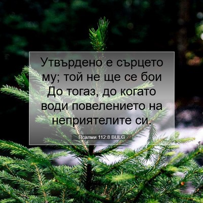 Picture 07 - Псалми 112:8 BULG - Утвърдено е сърцето му; той - Bible Verse Picture