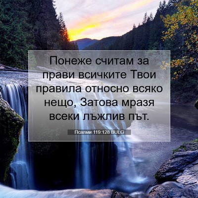 Picture 07 - Псалми 119:128 BULG - Понеже считам за прави - Bible Verse Picture