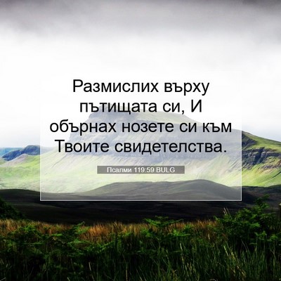 Picture 07 - Псалми 119:59 BULG - Размислих върху пътищата - Bible Verse Picture
