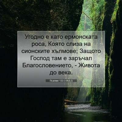Picture 07 - Псалми 133:3 BULG - Угодно е като ермонската - Bible Verse Picture