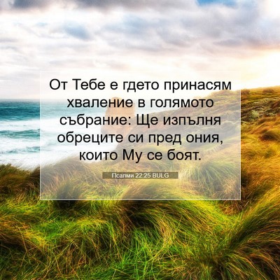 Picture 07 - Псалми 22:25 BULG - От Тебе е гдето принасям - Bible Verse Picture
