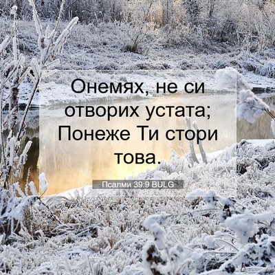 Picture 07 - Псалми 39:9 BULG - Онемях, не си отворих - Bible Verse Picture