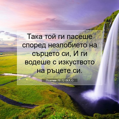 Picture 07 - Псалми 78:72 BULG - Така той ги пасеше според - Bible Verse Picture