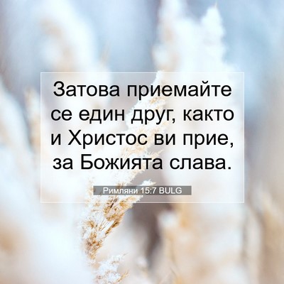 Picture 07 - Римляни 15:7 BULG - Затова приемайте се един - Bible Verse Picture