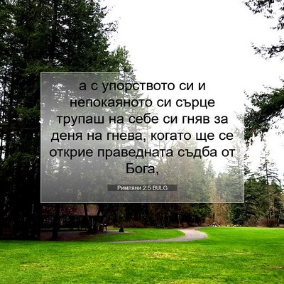 Picture 07 - Римляни 2:5 BULG - а с упорството си и - Bible Verse Picture