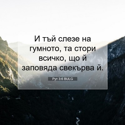 Picture 07 - Рут 3:6 BULG - И тъй слезе на гумното, та - Bible Verse Picture