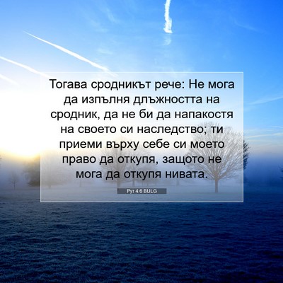 Picture 07 - Рут 4:6 BULG - Тогава сродникът рече: Не - Bible Verse Picture