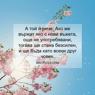 Picture 07 - Съдии 16:11 BULG - А той й рече: Ако ме вържат - Bible Verse Picture