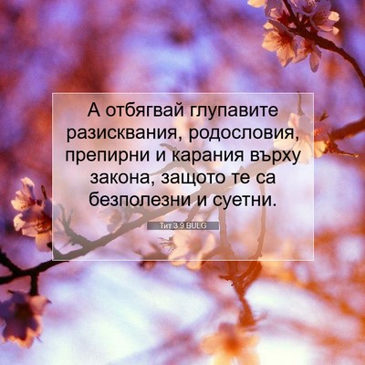 Picture 07 - Тит 3:9 BULG - А отбягвай глупавите - Bible Verse Picture