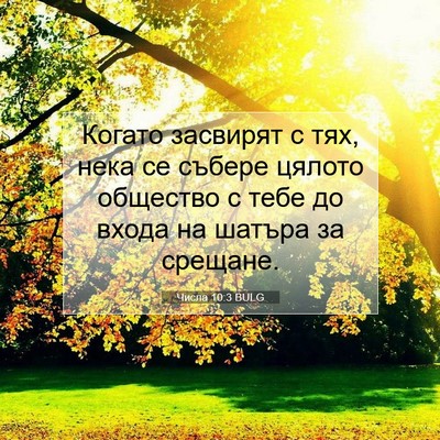 Picture 07 - Числа 10:3 BULG - Когато засвирят с тях, нека - Bible Verse Picture