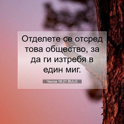 Picture 07 - Числа 16:21 BULG - Отделете се отсред това - Bible Verse Picture