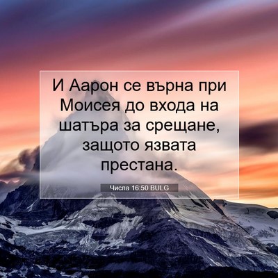 Picture 07 - Числа 16:50 BULG - И Аарон се върна при Моисея - Bible Verse Picture