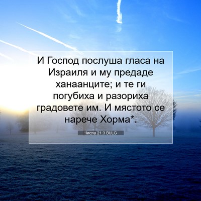 Picture 07 - Числа 21:3 BULG - И Господ послуша гласа на - Bible Verse Picture
