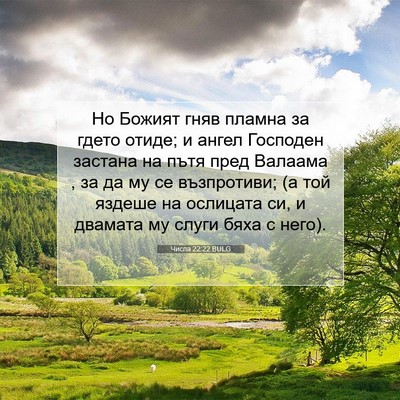 Picture 07 - Числа 22:22 BULG - Но Божият гняв пламна за - Bible Verse Picture
