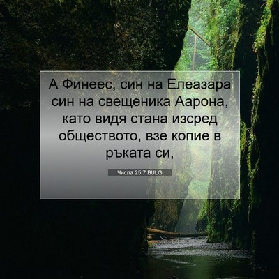 Picture 07 - Числа 25:7 BULG - А Финеес, син на Елеазара - Bible Verse Picture