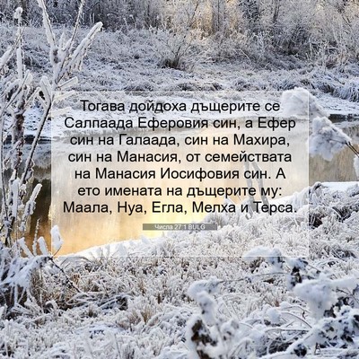 Picture 07 - Числа 27:1 BULG - Тогава дойдоха дъщерите се - Bible Verse Picture