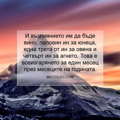 Picture 07 - Числа 28:14 BULG - И възлиянието им да бъде - Bible Verse Picture