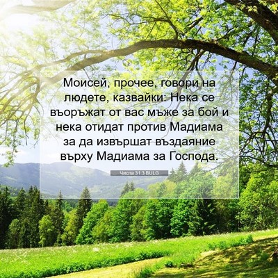 Picture 07 - Числа 31:3 BULG - Моисей, прочее, говори на - Bible Verse Picture