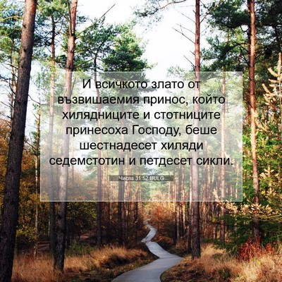 Picture 07 - Числа 31:52 BULG - И всичкото злато от - Bible Verse Picture