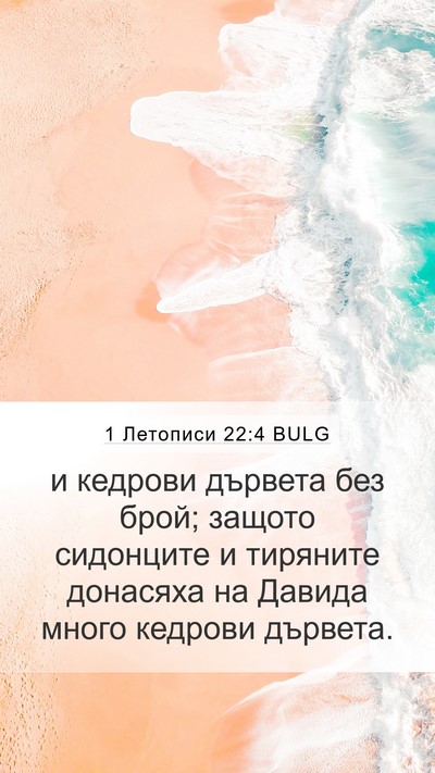1 Летописи 22:4 BULG Bible Verse Image