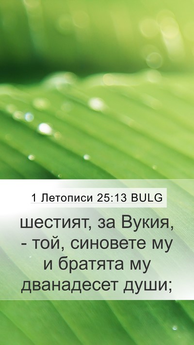 1 Летописи 25:13 BULG Mobile Phone Wallpaper - шестият, за Вукия, - той, - Mobile Bible Verse Wallpaper