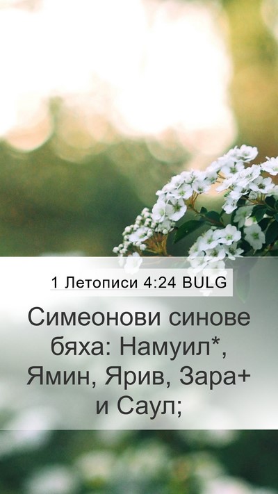 1 Летописи 4:24 BULG Bible Verse Image