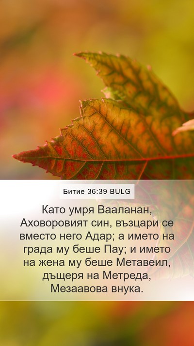 Битие 36:39 BULG Mobile Phone Wallpaper - Като умря Вааланан, - Mobile Bible Verse Wallpaper