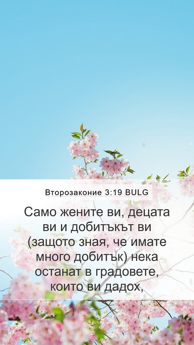 Второзаконие 3:19 BULG Mobile Phone Wallpaper - Само жените ви, децата ви и - Mobile Bible Verse Wallpaper