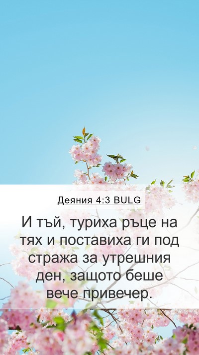 Деяния 4:3 BULG Mobile Phone Wallpaper - И тъй, туриха ръце на тях и - Mobile Bible Verse Wallpaper