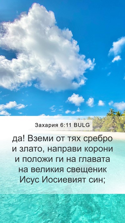 Захария 6:11 BULG Bible Verse Image