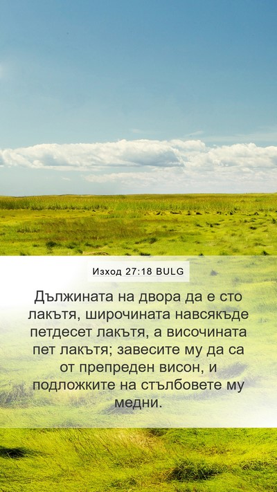Изход 27:18 BULG Mobile Phone Wallpaper - Дължината на двора да е сто - Mobile Bible Verse Wallpaper