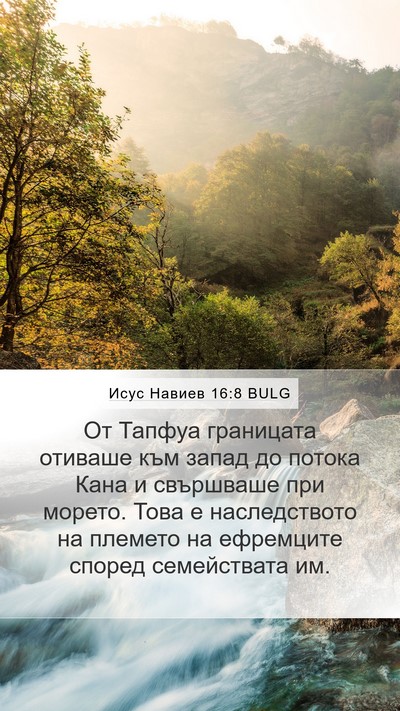 Исус Навиев 16:8 BULG Mobile Phone Wallpaper - От Тапфуа границата - Mobile Bible Verse Wallpaper