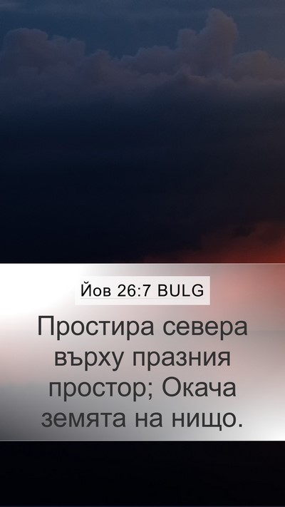 Йов 26:7 BULG Bible Verse Image