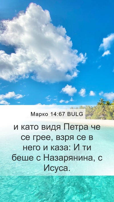 Марко 14:67 BULG Mobile Phone Wallpaper - и като видя Петра че се - Mobile Bible Verse Wallpaper