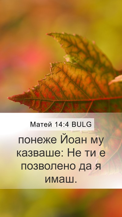 Матей 14:4 BULG Mobile Phone Wallpaper - понеже Йоан му казваше: Не - Mobile Bible Verse Wallpaper