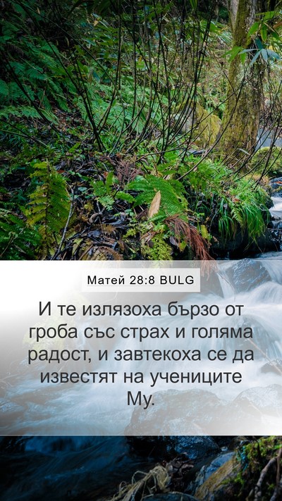 Матей 28:8 BULG Mobile Phone Wallpaper - И те излязоха бързо от - Mobile Bible Verse Wallpaper