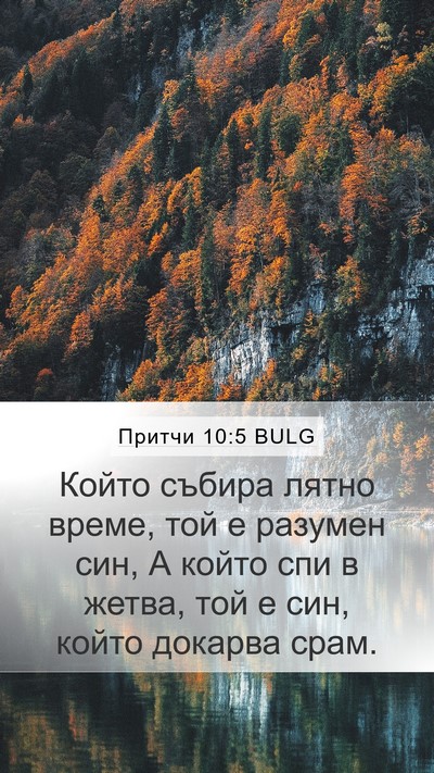 Притчи 10:5 BULG Bible Verse Image